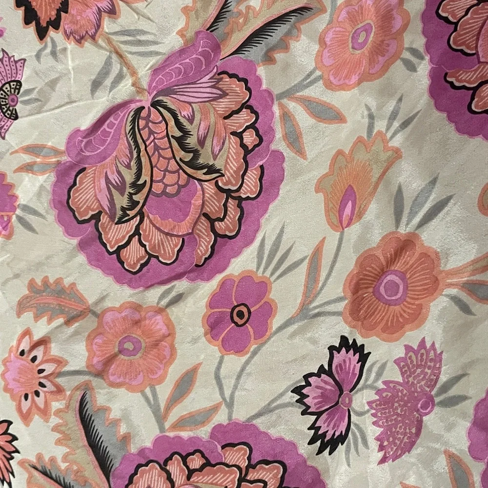 VTG SILK SCARF FLORAL PINK